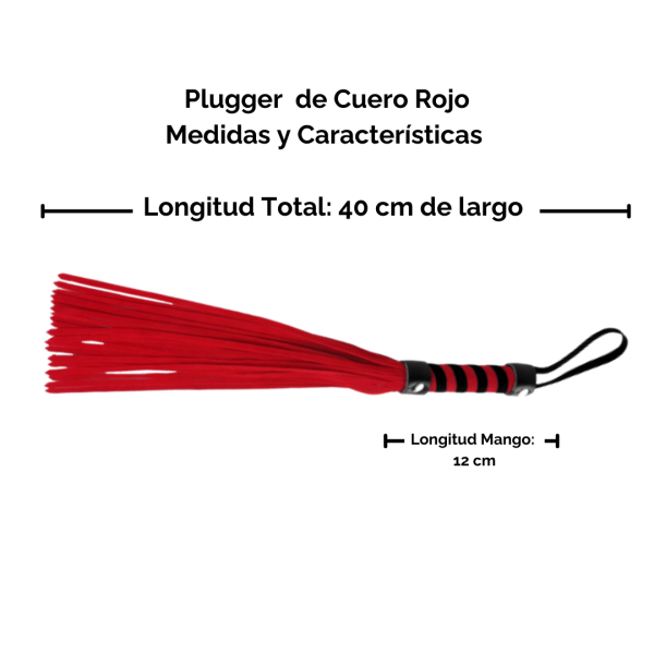Medidas Flogger de Cuero Rojo
