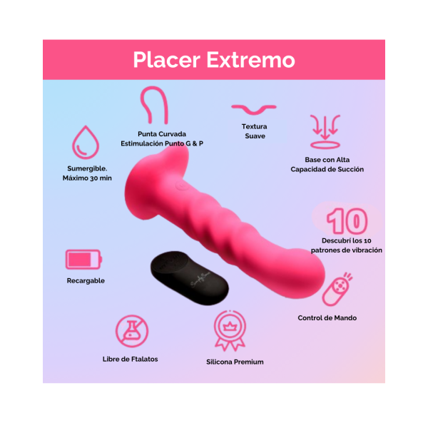 Dildo Vibrador Silicona Gruesa - Rosado - Imagen 2