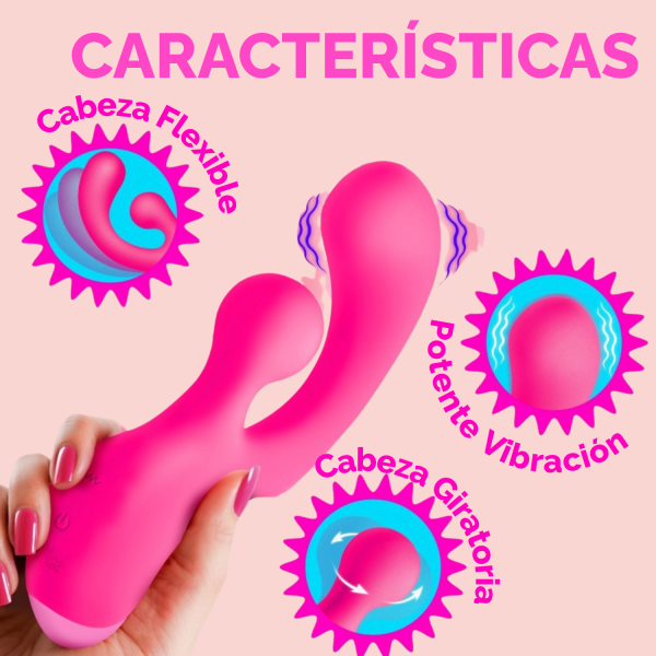 Conejo Vibrador Giratorio Rosa