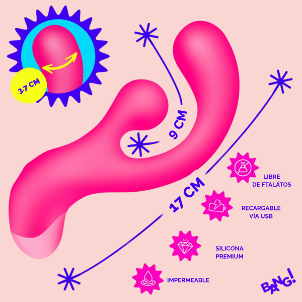 Conejo Vibrador Giratorio Rosa