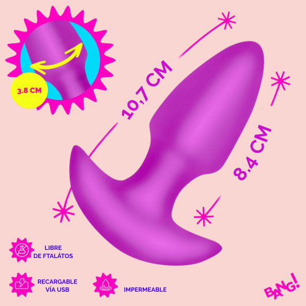 Plug Vibrador con Empuje Morado