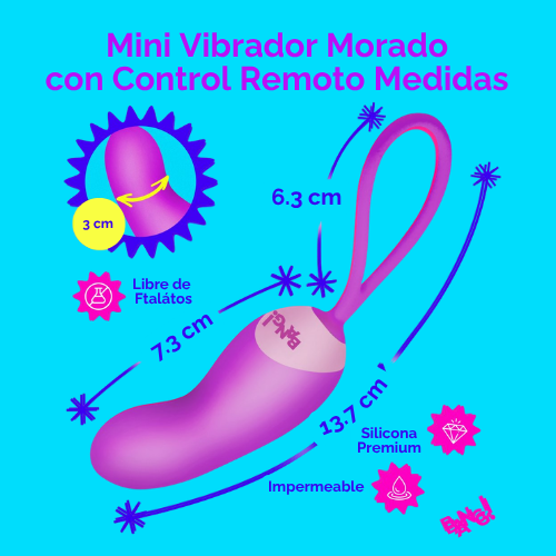 Mini Vibrador Morado con Control Remoto - Imagen 3