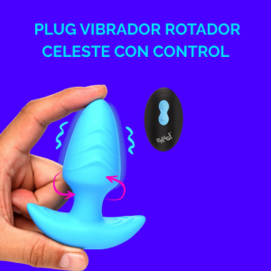Plug Vibrador Rotador Celeste con Control