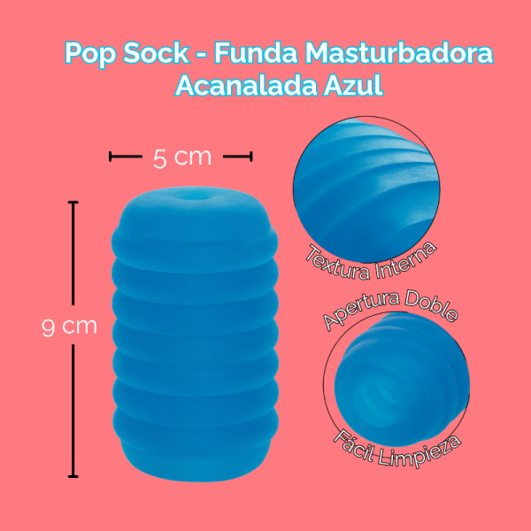 Pop Sock - Funda Masturbadora Acanalada Azul - Image 3