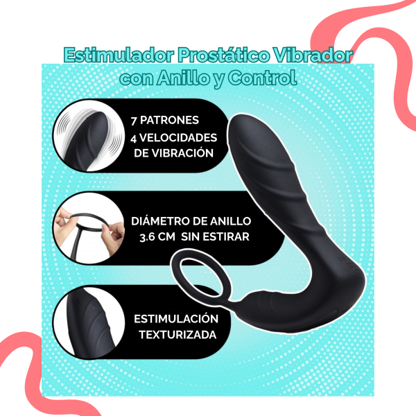 Estimulador Prostático Vibrador con Anillo
