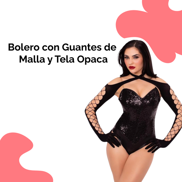Bolero con Guantes de Malla y Tela Opaca - Imagen 3