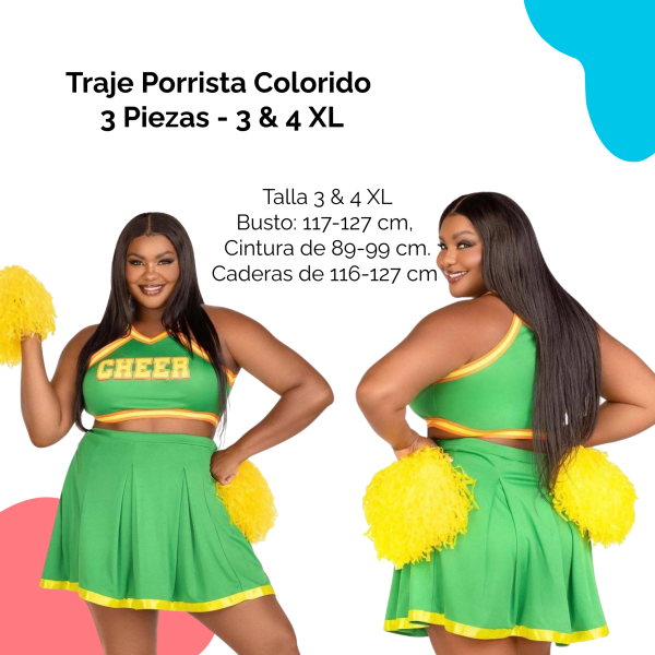 Traje Porrista Colorido 3 Piezas 3&4 XL - Imagen 2