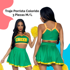 Traje Porrista Colorido 3 Piezas Talla M/L