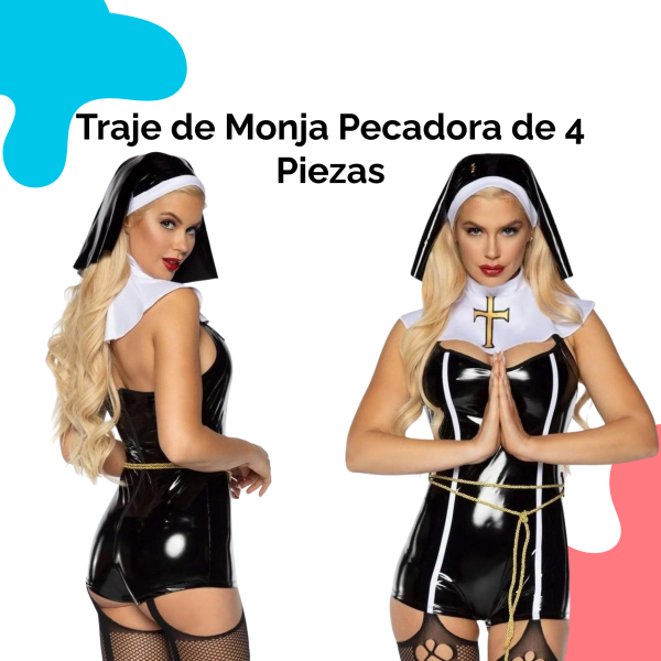 Traje de Monja Pecadora de 4 Piezas Talla S